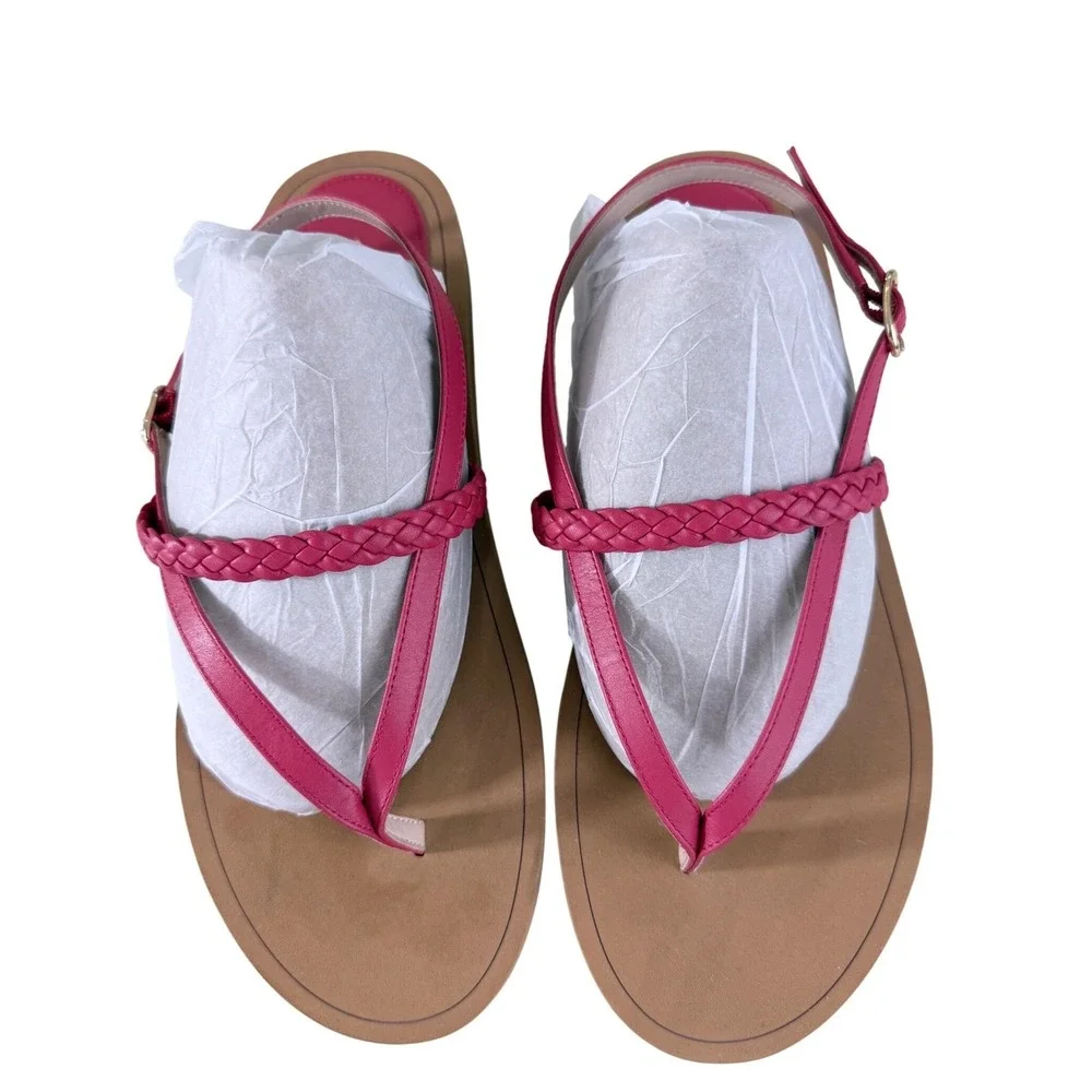 Stuart Weitzman Sandals 28 Cassie Rich‎ Red Leather Thong Size 11B EU 41.5